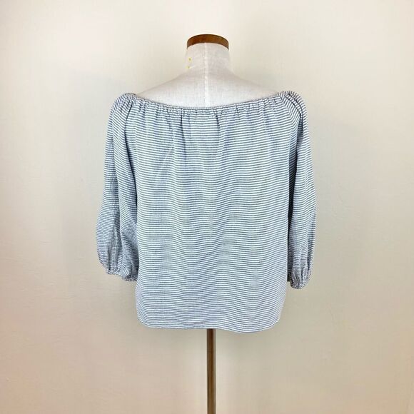 Anthropologie Maeve Off-The-Shoulder Stripe Poplin Top - Picture 6 of 7